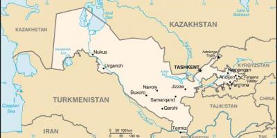 Kartta Uzbekistan kaupungeissa