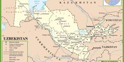 Kartta Uzbekistanin poliittisen 